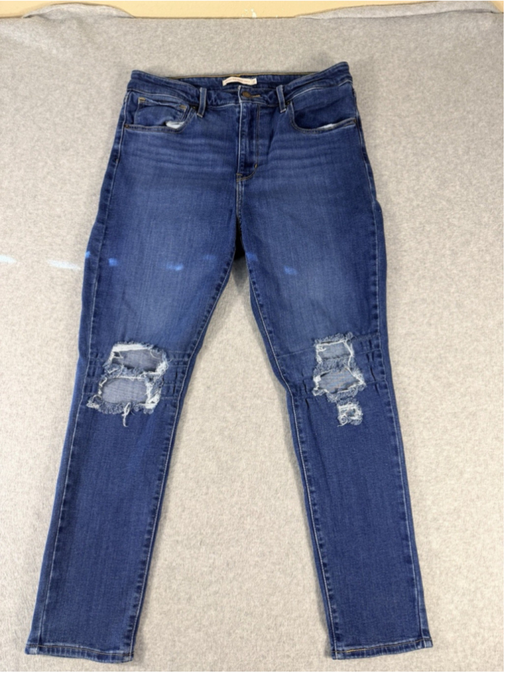 Levis Jeans Womens 31 Blue 721 High Rise‎ Skinny Stretch Distressed Denim Cotton